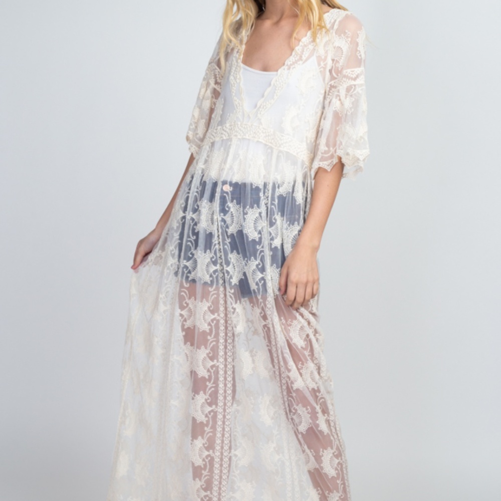 LONG LACE COVER UP DRESS